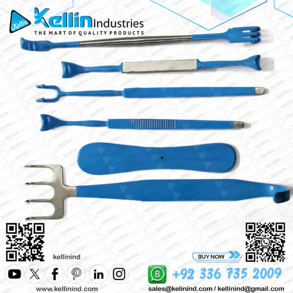 Plastic Surgery & Rhinoplasty Retractor Insulated Blue Color Set of 6 Pcs