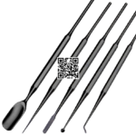 Professional Latte Art Tools Set Of 6 Pieces Single End Black Color Coated 1- Spoon  2-Spatula  3- Spike  4- Knob  5-Hook