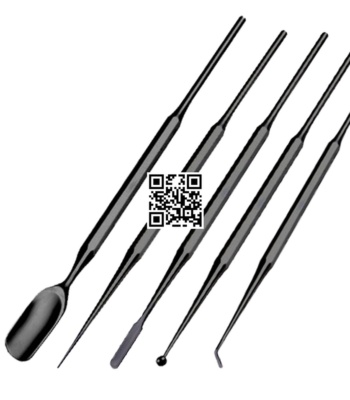 Professional Latte Art Tools Set Of 6 Pieces Single End Black Color Coated 1- Spoon  2-Spatula  3- Spike  4- Knob  5-Hook