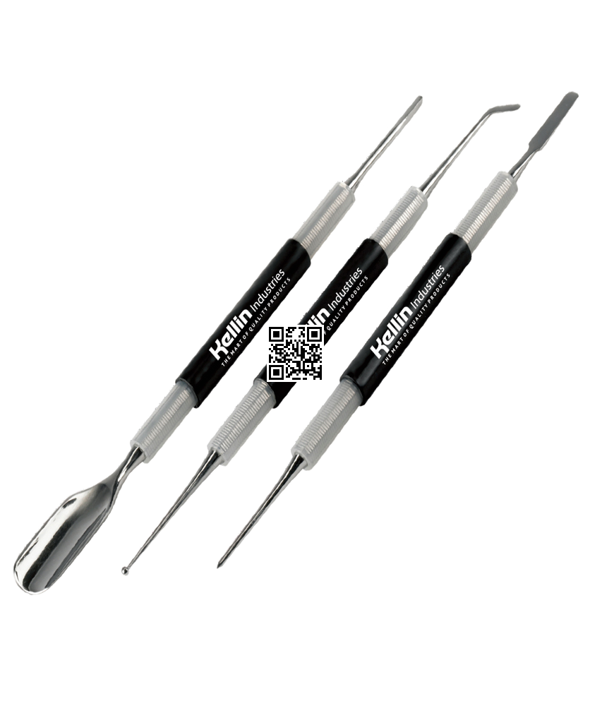 92-01190-13 Professional Latte Art Set 3 Pieces Double End Stainless Steel Coffee Art Pen with Silicone & Aluminum Handle | Barista Decorating Kit
