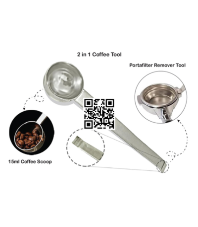 Portafilter Remover with Scoop – 2-in-1 Stainless Steel Espresso Basket Removal & Coffee Measuring Tool