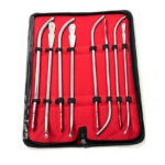Van Buren Urethral Dilator Sounds Set Of 8 Pieces Urological Surgical Instruments The Van Buren Urethral Dilator Sounds Set – 8 Pieces is a professional urological instrument set designed for controlled urethral dilation and examination. Van Buren-style sounds feature a curved, tapered profile that allows gradual dilation during urological procedures. Set Includes 8 × Van Buren Urethral Dilator Sounds Graduated sizes for progressive urethral dilation Curved design for anatomical access Smooth, rounded distal tips for controlled insertion Key Features Professional urological dilation set Graduated sizes for sequential dilation Ergonomic design for controlled handling Smooth, polished surface Durable stainless-steel construction Reusable and suitable for appropriate cleaning and sterilization Designed for professional clinical and surgical use