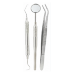 Basic Dental Instruments Kit Mirror Satin Set of 3 Pieces Instruments Basic Dental Set- Mirror Explorer College Cotton Plier Hollow Handle -Dental Instruments