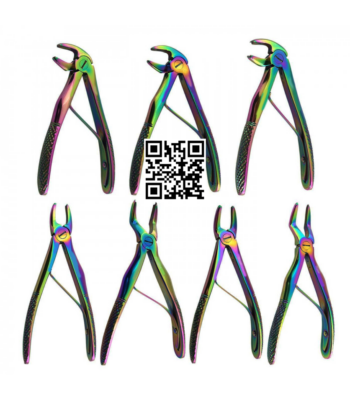 Pediatric Tooth Extracting Forceps Set Of 7 Pieces Multicolor Coated