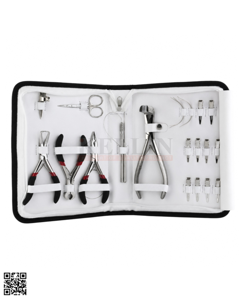 149-12000-00 Hair Extension Tool Kit for Micro Link Installation Stainless Steel Pliers Loop Threader Set Mirror Finished