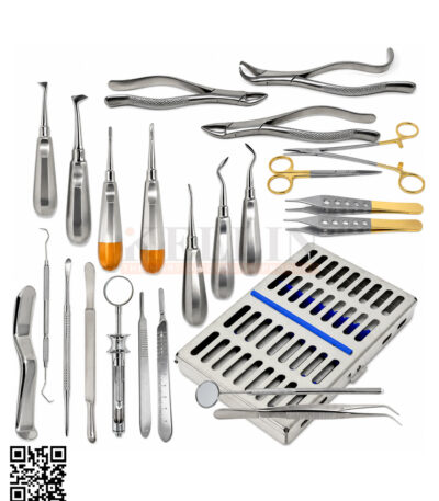Oral Dental Surgery Extracting Elevators Forceps Instrument Kit Set Of 24 Pieces Dental Implants Instruments