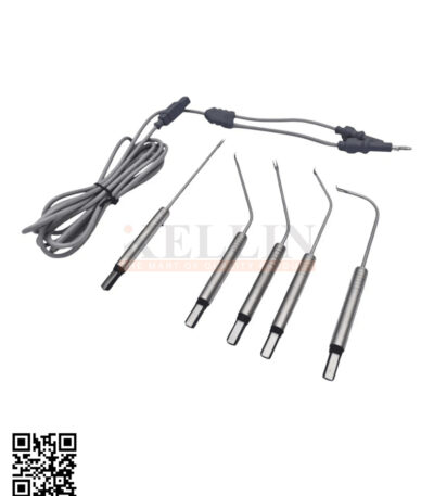 ENT Bipolar Cautery Electrodes – Turbinate Electrosurgical Instruments Set of 6 Pieces With Silicone Cable 3m - Reusable