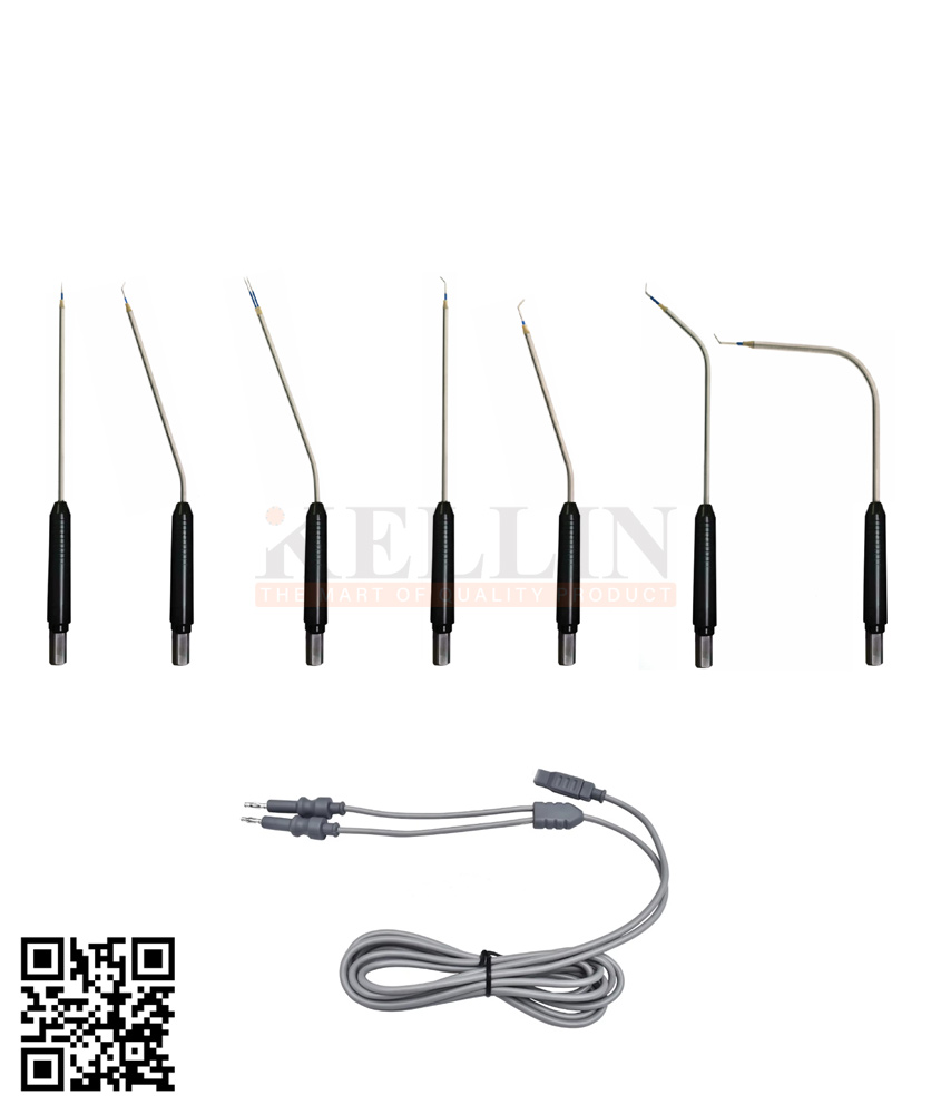 72-15013-00 ENT Bipolar Cautery Electrodes Turbinate Electrosurgical Instruments Set Of 8 Pieces Bipolar Coagulation Electrodes (Teflon Body)