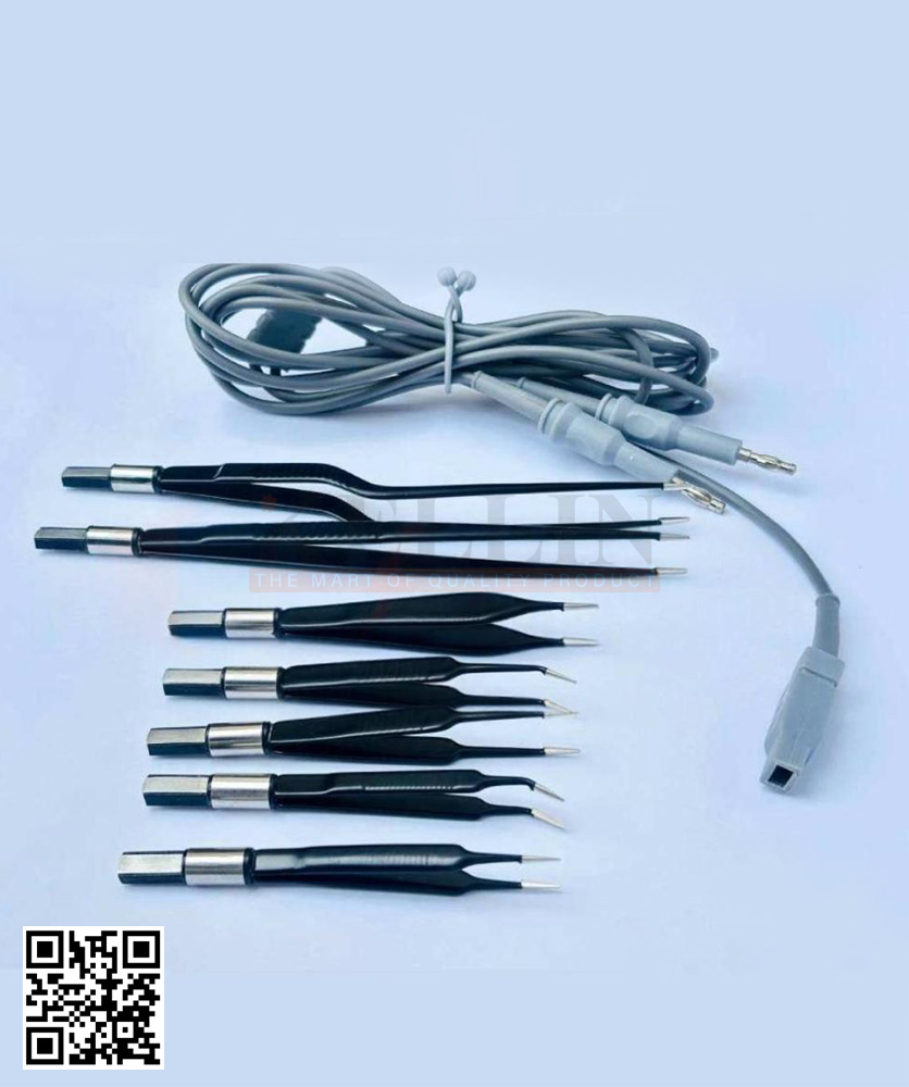 72-15552-00 Non-Stick Bipolar Forceps Set of 8 Pieces with Silicone Cable 3m