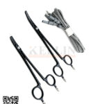 non-stick bipolar artery vessel sealer forceps in 16 cm, 19 cm, and 22 cm lengths, supplied with a 3-meter silicone cable and 4 mm 2-pin connector for compatible electrosurgical systems.