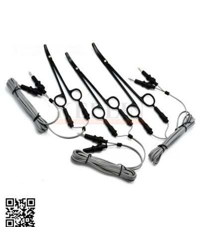Non-Stick Bipolar Artery Vessel Sealer Forceps, 16 cm / 19 cm / 22 cm, with 3 m Silicone Cable, 4 mm 2-Pin Connector non-stick bipolar artery vessel sealer forceps in 16 cm, 19 cm, and 22 cm lengths, supplied with a 3-meter silicone cable and 4 mm 2-pin connector for compatible electrosurgical systems.